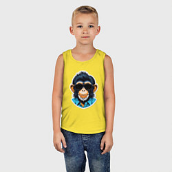 Майка детская хлопок Портрет обезьяны в темных очках, цвет: желтый — фото 2