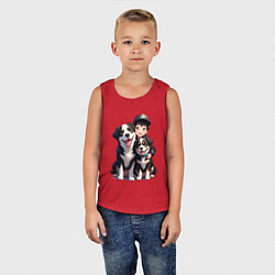 Майка детская хлопок Я и мои собаки, цвет: красный — фото 2