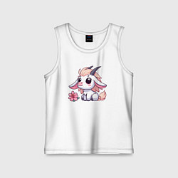 Майка детская хлопок Козерог с цветком, цвет: белый