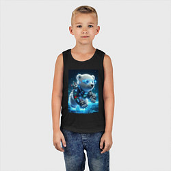 Майка детская хлопок Кибер медвежонок - милашка, цвет: черный — фото 2