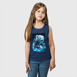 Майка детская хлопок Кибер медвежонок - милашка, цвет: тёмно-синий — фото 2