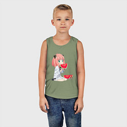 Майка детская хлопок Аня ест арбуз, аниме семья шпиона, цвет: авокадо — фото 2