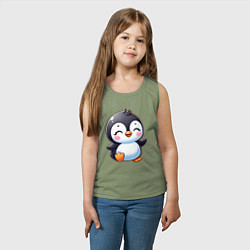 Майка детская хлопок Маленький радостный пингвинчик, цвет: авокадо — фото 2