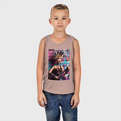 Майка детская хлопок Barbie - punk guitarist neural network, цвет: пыльно-розовый — фото 2