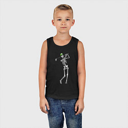 Майка детская хлопок Golfing skeleton, цвет: черный — фото 2