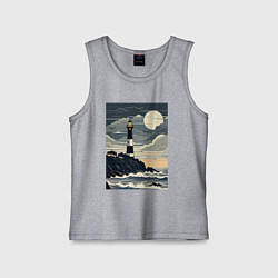 Майка детская хлопок Маяк в луном свете, цвет: меланж