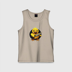 Майка детская хлопок Уточка с ножом вязаная, цвет: миндальный