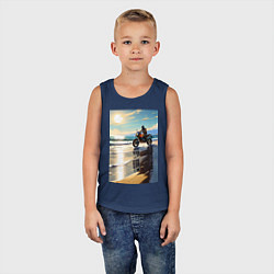 Майка детская хлопок On the beach, цвет: тёмно-синий — фото 2