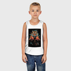 Майка детская хлопок Боевой тигр Муай Тай, цвет: белый — фото 2