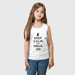 Майка детская хлопок Keep calm and ninja on, цвет: белый — фото 2