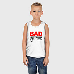 Майка детская хлопок Bad boy with gun, цвет: белый — фото 2