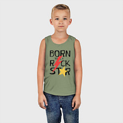 Майка детская хлопок Рождён быть рок звездой, цвет: авокадо — фото 2