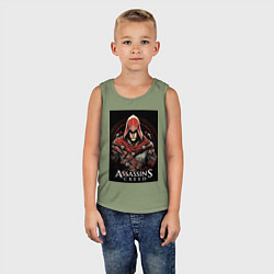 Майка детская хлопок Assassins creed профиль игрока, цвет: авокадо — фото 2
