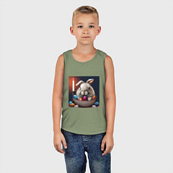 Майка детская хлопок Пасхальный зайчик при свечах, цвет: авокадо — фото 2