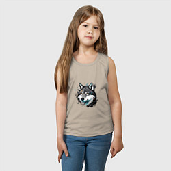 Майка детская хлопок Портрет волка с брызгами краски, цвет: миндальный — фото 2