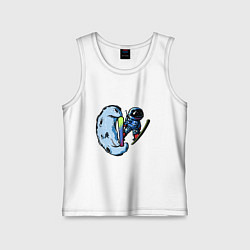 Майка детская хлопок Прыжок космонавта на лыжах с Месяца, цвет: белый