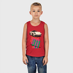 Майка детская хлопок Спортивный автомобиль Porsche 911 Turbo, цвет: красный — фото 2