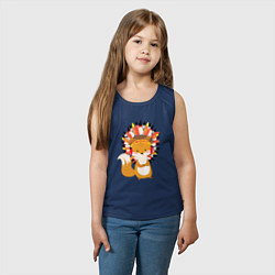 Майка детская хлопок Fox indian, цвет: тёмно-синий — фото 2