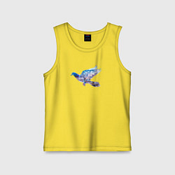 Майка детская хлопок Летящий голубь и ночной город с двойной экспозицие, цвет: желтый