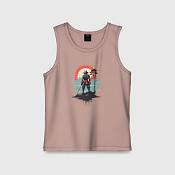 Детская майка Силуэт самурая на закате