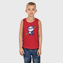 Майка детская хлопок Панда воин, цвет: красный — фото 2
