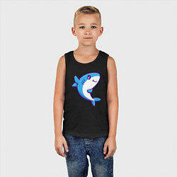 Майка детская хлопок Дружелюбная акула, цвет: черный — фото 2