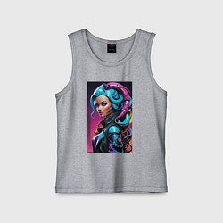Майка детская хлопок Фантастическая кибер девчонка - нейросеть, цвет: меланж