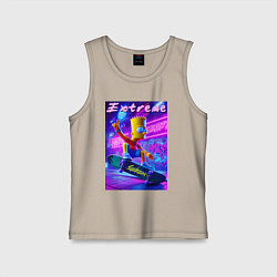 Майка детская хлопок Bart Simpson on a skateboard - extreme ai art, цвет: миндальный