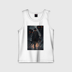 Майка детская хлопок Мэгуми Фусигуро арт Магическая битва, цвет: белый