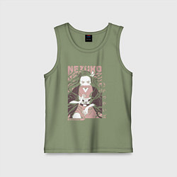 Майка детская хлопок Demon slayer Nezuko pinck, цвет: авокадо