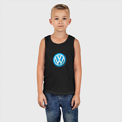 Майка детская хлопок Volkswagen logo blue, цвет: черный — фото 2