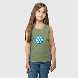 Майка детская хлопок Volkswagen logo blue, цвет: авокадо — фото 2