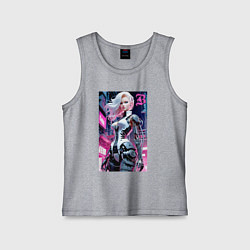 Майка детская хлопок Pretty Barbie blond - cyberpunk ai art, цвет: меланж