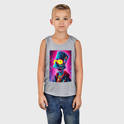 Майка детская хлопок Cyber Bart Simpson - neon glow ai art, цвет: меланж — фото 2