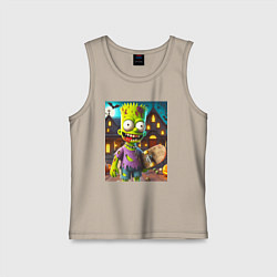 Майка детская хлопок Зомби Барт Симпсон - нейросеть, цвет: миндальный