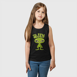 Майка детская хлопок Зеленый человечек пришелец, цвет: черный — фото 2