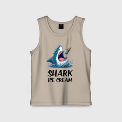 Майка детская хлопок Shark ice cream - ai art, цвет: миндальный