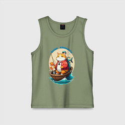 Майка детская хлопок Рыбалка: чтобы клевалось, цвет: авокадо