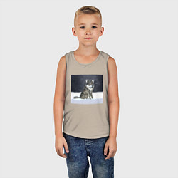 Майка детская хлопок Волк ауффф мем, цвет: миндальный — фото 2