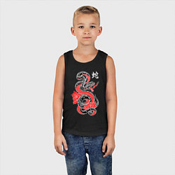 Майка детская хлопок Черный змей - китайский иероглиф, цвет: черный — фото 2