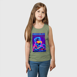 Майка детская хлопок Bart Simpson - neon fantasy ai art, цвет: авокадо — фото 2
