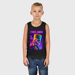 Майка детская хлопок Bart Simpson cyber zombie - halloween ai art, цвет: черный — фото 2