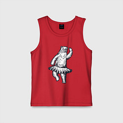 Майка детская хлопок Мишка балерина, цвет: красный