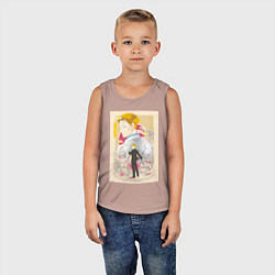 Майка детская хлопок Магическая битва Кэнто Нанами офисный рабочий, цвет: пыльно-розовый — фото 2