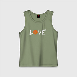 Майка детская хлопок Я люблю баскетбол, цвет: авокадо