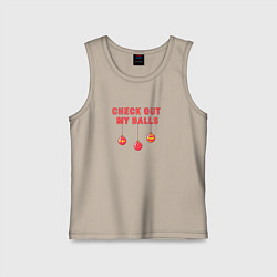 Майка детская хлопок Новогодние шарики, цвет: миндальный