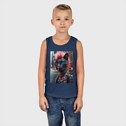 Майка детская хлопок Голубоглазая пантера модница из Нью-Йорка - нейрос, цвет: тёмно-синий — фото 2