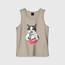 Майка детская хлопок Суровый кот с ножом, цвет: миндальный