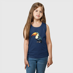 Майка детская хлопок Яркий тукан на ветке, цвет: тёмно-синий — фото 2