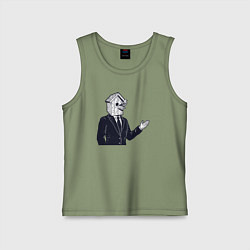 Майка детская хлопок Человек скворечник, цвет: авокадо